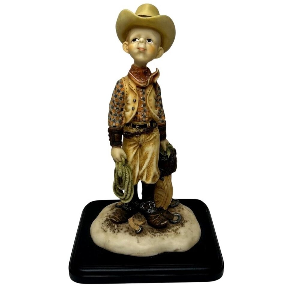 Cowboy Western Figurine Statue 10" Rope & Saddle Future Dreams Beachcombers Intl